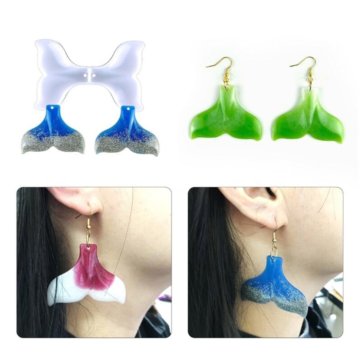 Fishtail Earring Silicone Mould, Whale Tail Epoxy Resin Pendant Mold, Sea life Earrring Mould, Fish tail Resin Silicone Mold, Resin Supplies