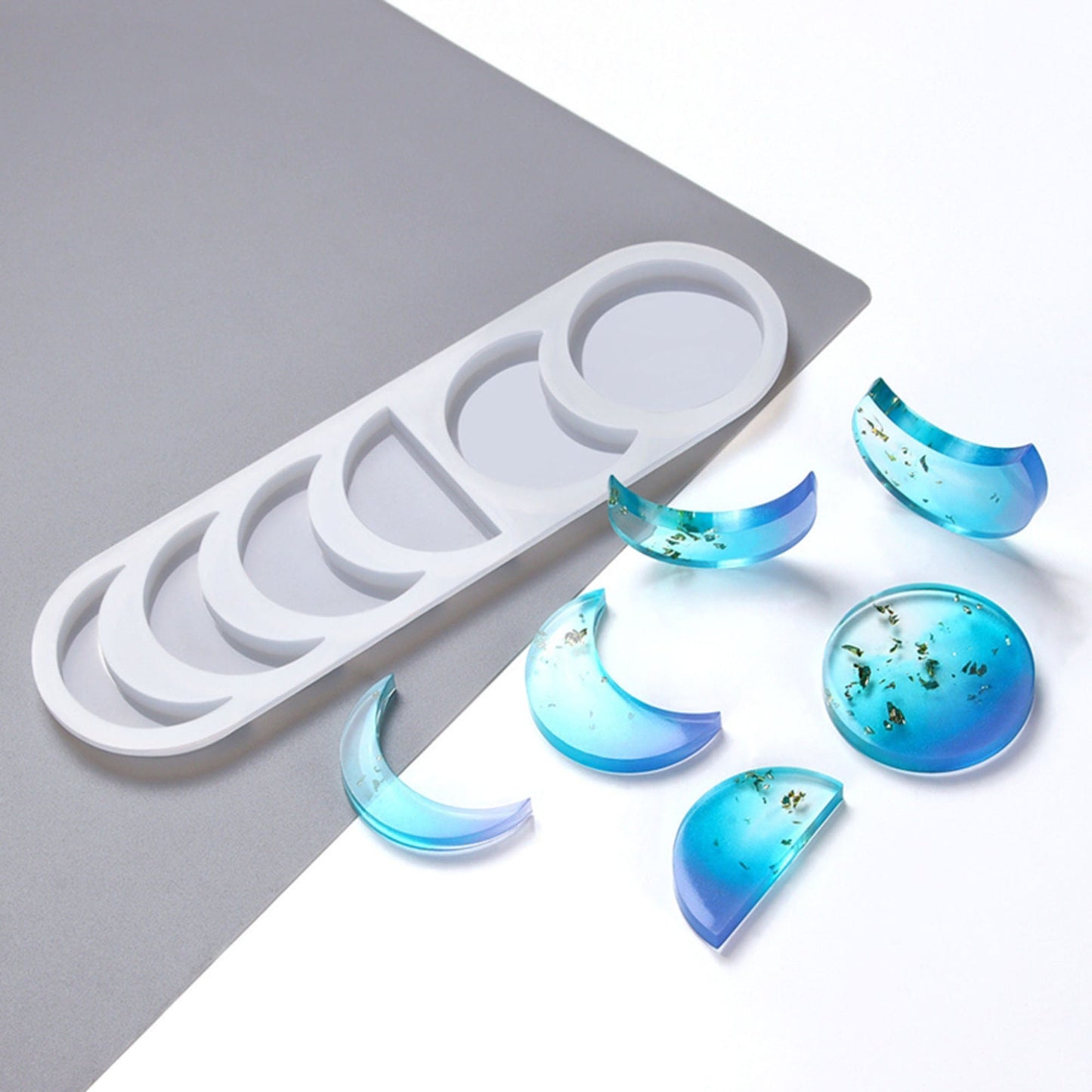 Moon Phase Silicone Mould, Lunar Phase Epoxy Resin Pendant Mold, Planetary phase Moon Mould, Resin Supplies