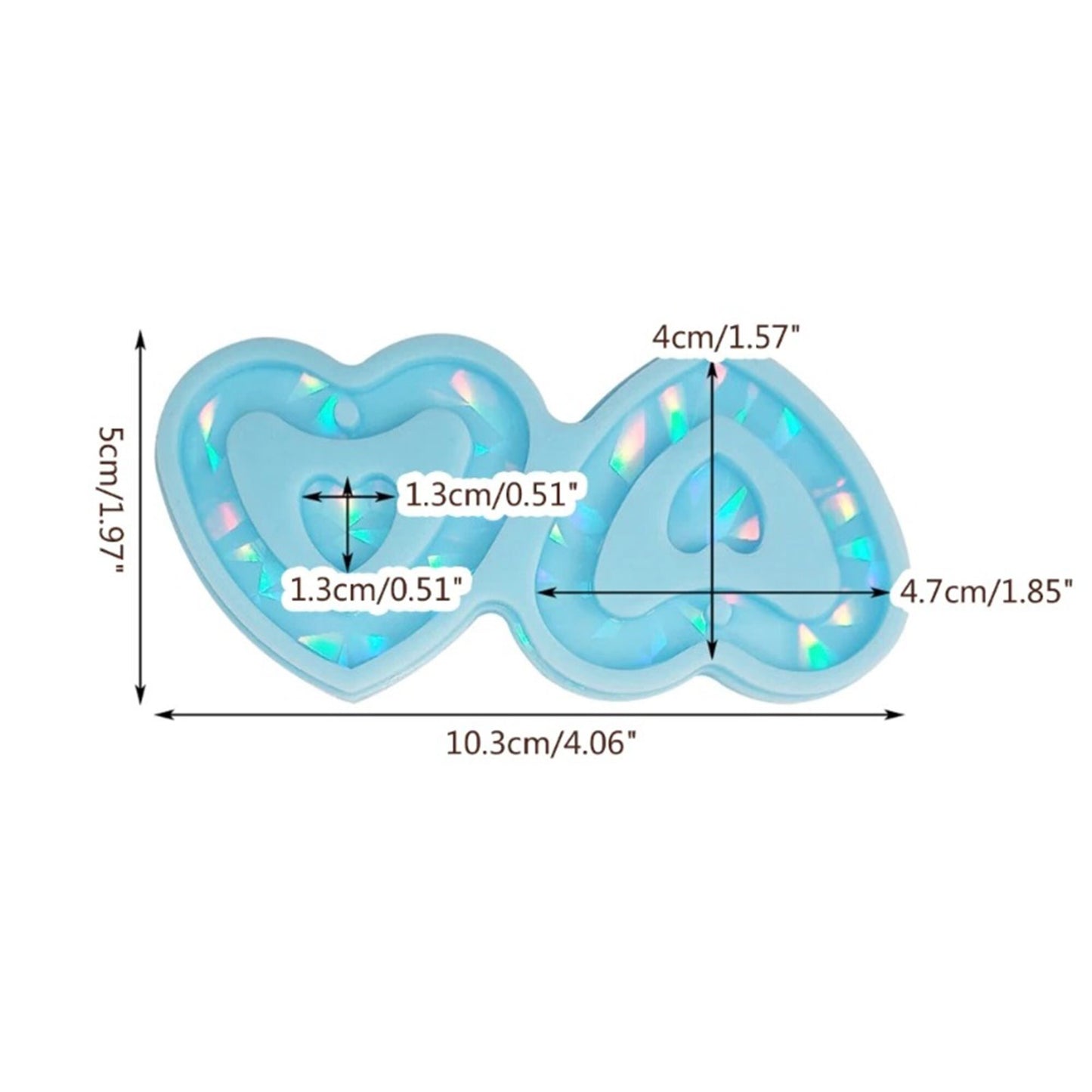 Holographic Heart Statement Earring Silicone Mould, Heart Earring Epoxy Resin Pendant Mold, Holo Heart Earring Jewellery, Resin Supplies