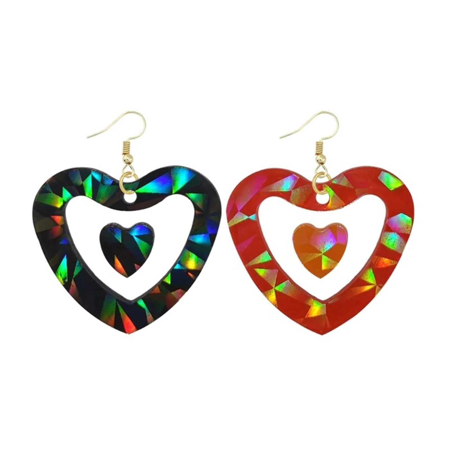 Holographic Heart Statement Earring Silicone Mould, Heart Earring Epoxy Resin Pendant Mold, Holo Heart Earring Jewellery, Resin Supplies