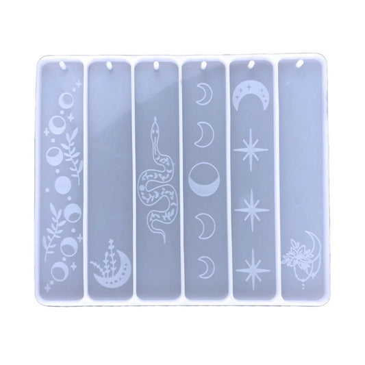 Bookmark Silicone Mould, Moonphase Imprinted Resin Mold, 6 Cavity Embossed Bookmark Mould, Snake Resin Art, Craft Supplies, Resin Supplies