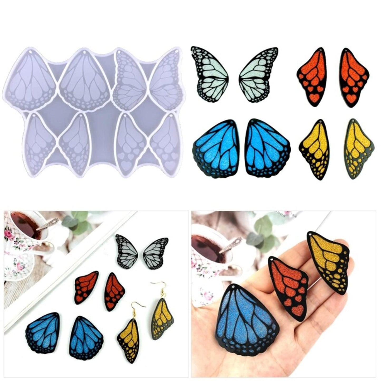 Butterfly Wings Earring Silicone Mould, Butterfly Epoxy Resin Earring Mold, Wings Jewellery Mould, Butterflies Earring Mold, UV Resin Mold