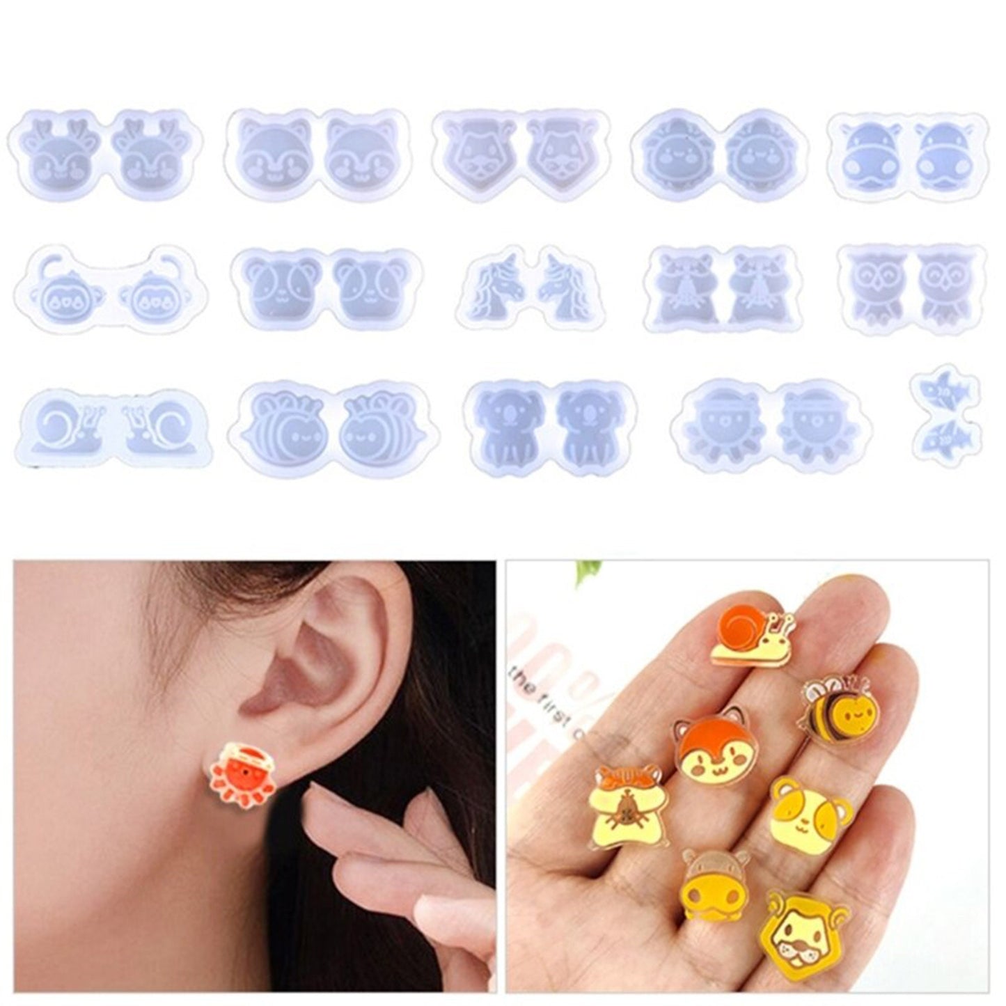 15 pcs Stud Earrings Silicone Mould, Earrings Silicone Mould, UV Resin Earring Stud Mold, Epoxy Resin Mould, DIY Jewellery Making Mold