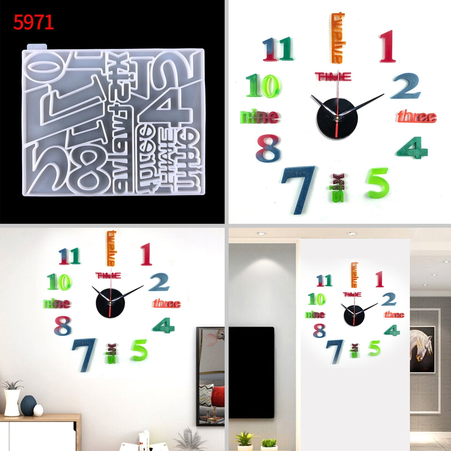 Clock Numbers Silicone Mould, Decorative Wall Clock Silicone Mold, Wall Decoration Mould, Creative Clock Epoxy ResinSilicone Resin Mold