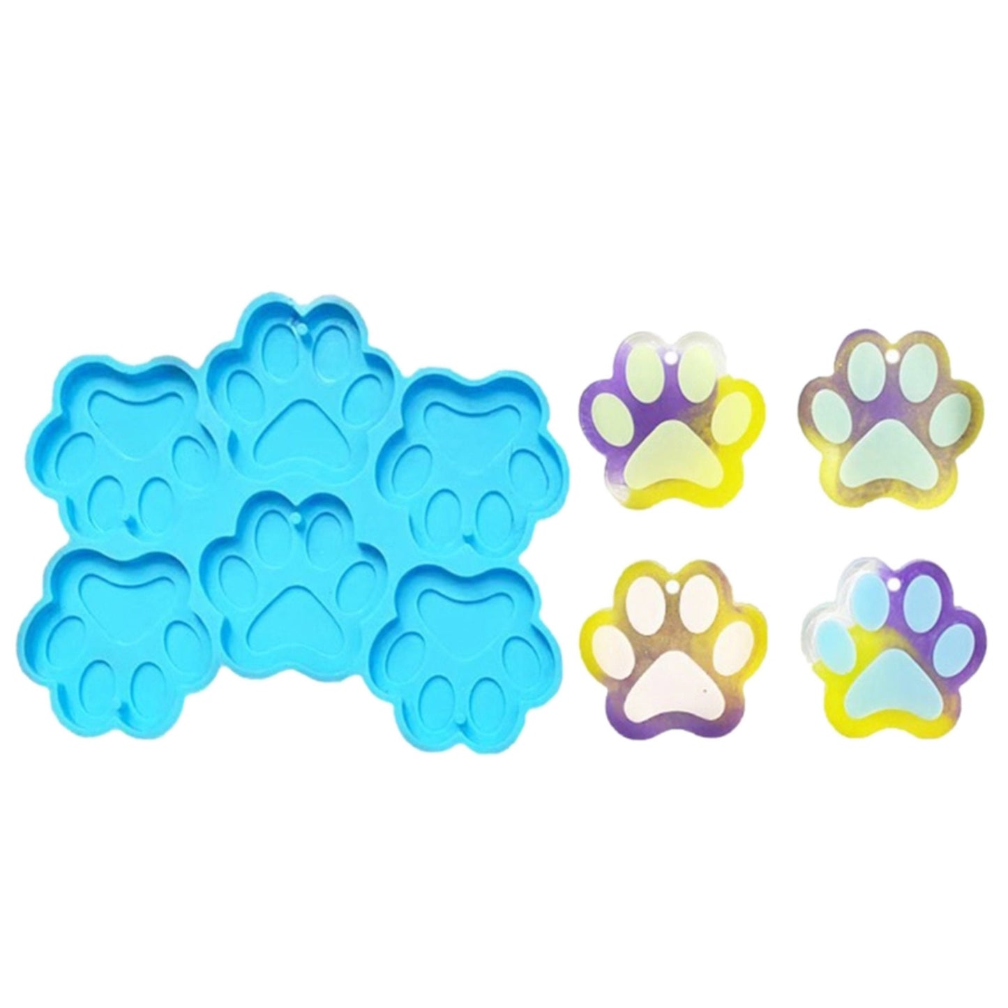 Paw Print Silicone Mould for Keychains, Pawprint Epoxy Resing Key Ring Mold, Paw Keyring Silicone Mold, Resin Crafts, Resin Supplies