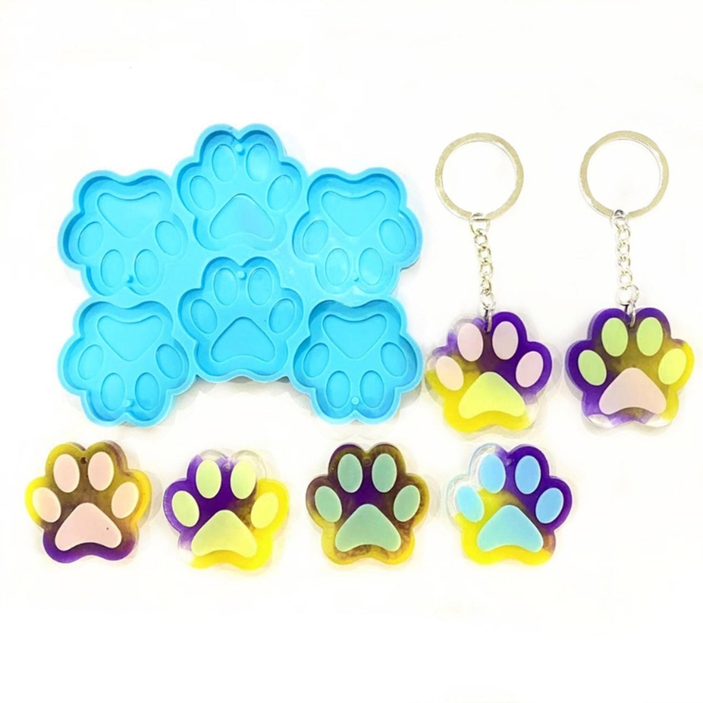 Paw Print Silicone Mould for Keychains, Pawprint Epoxy Resing Key Ring Mold, Paw Keyring Silicone Mold, Resin Crafts, Resin Supplies