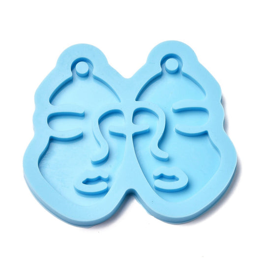 Girl Face Earrings Silicone Mould for Epoxy Resin, Abstract Face Jewellery Mold, Epoxy Resin Pendant Mould, Resin Supplies