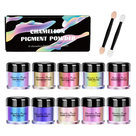 Chameleon Pigment Powder Color Shifting- 10 Jars of Chameleon Mica Powder Pigment