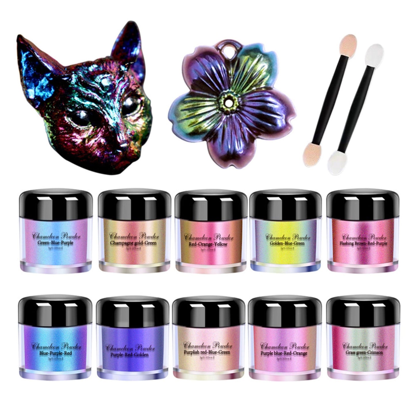 Chameleon Pigment Powder Color Shifting- 10 Jars of Chameleon Mica Powder Pigment