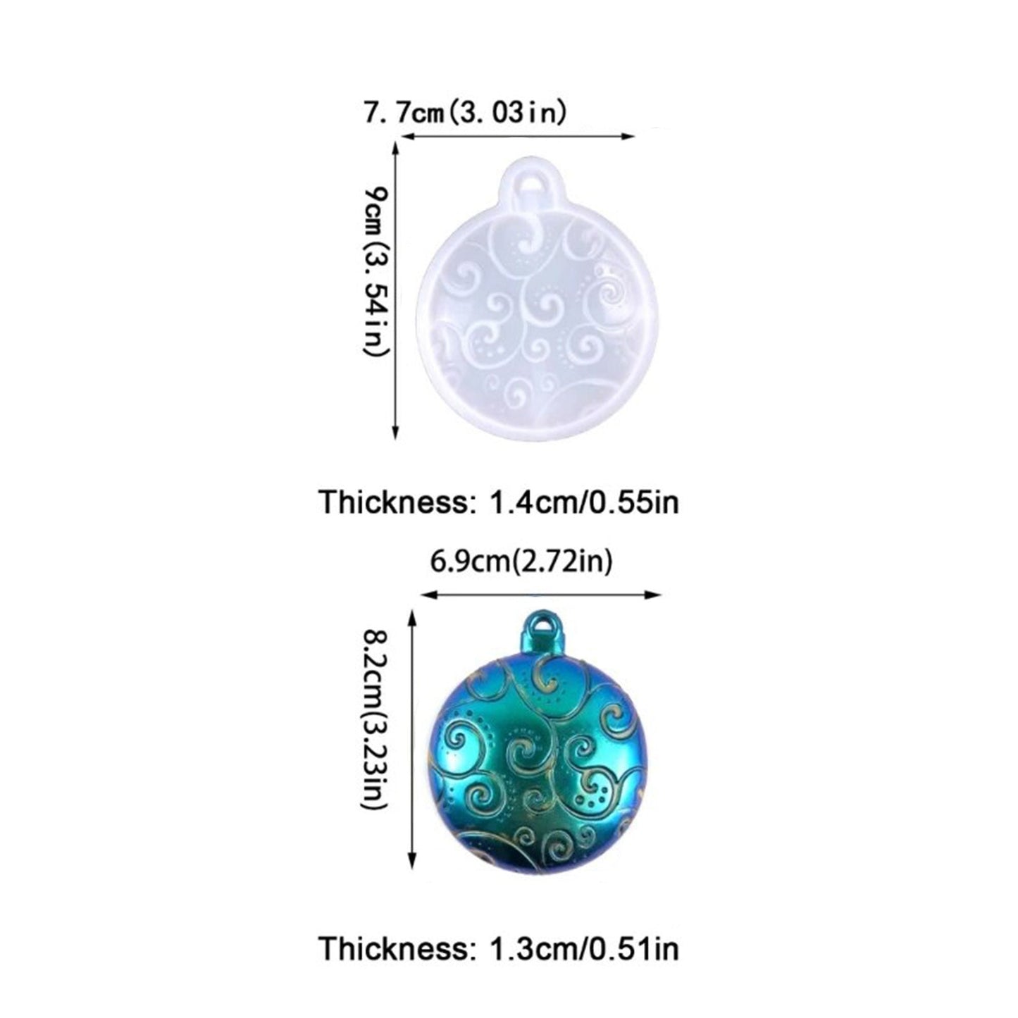 Christmas Bauble Silicone Mould, Christmas Tree Decoration Mold, Round Christmas Bauble Ball Mold, Resin Supplies