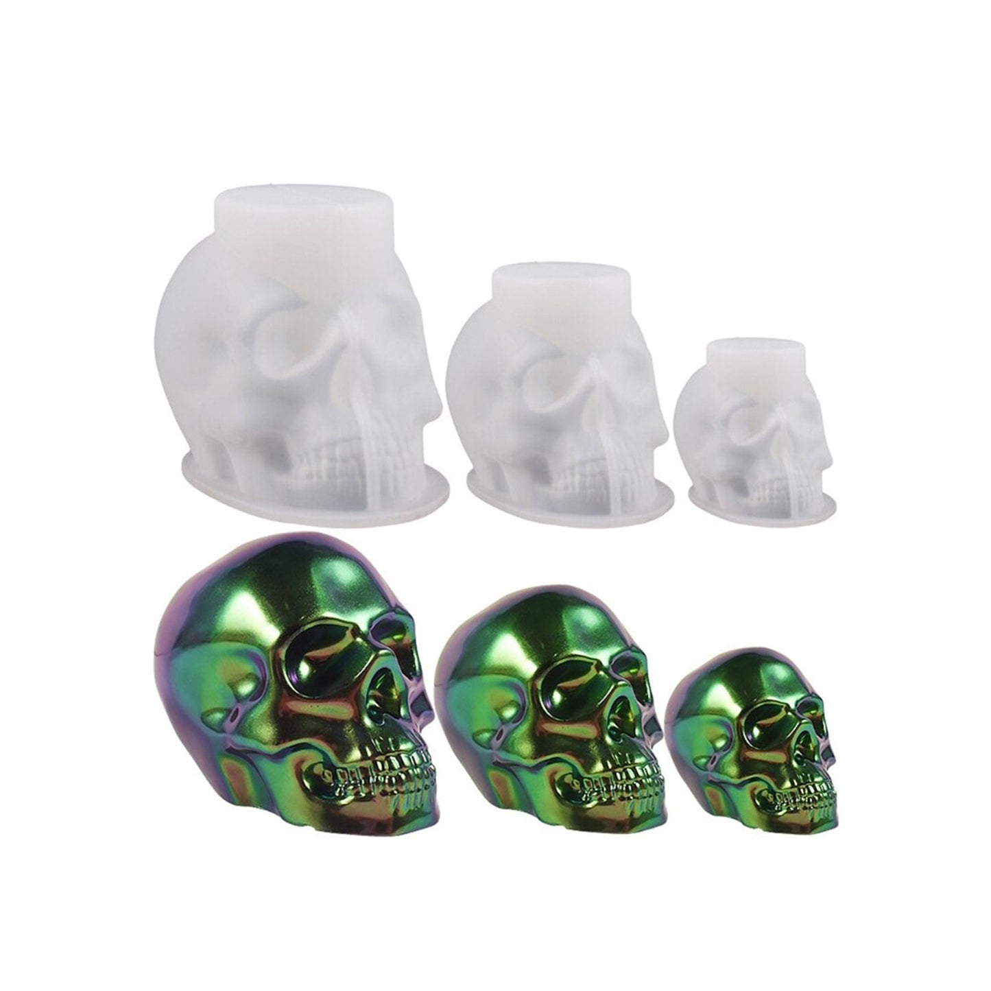 3D Skull Silicone Mould, Skull Epoxy Resin Mold, Skull Mould in three sizes, DIY Resin Art, Skeleton Mold, Halloween Mould, Resin Supplies