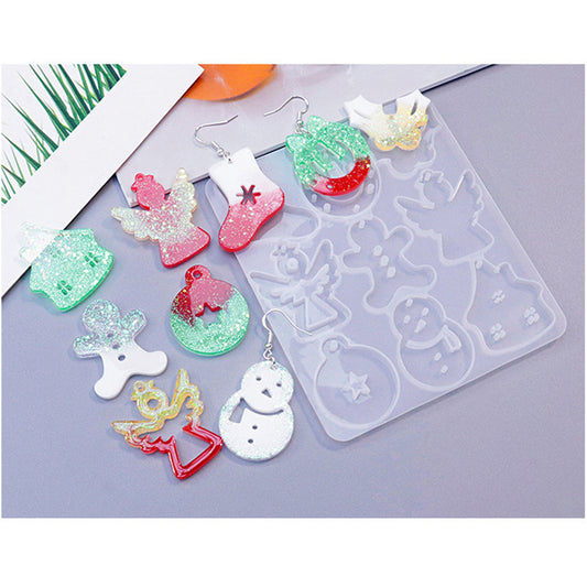 Christmas Reindeer Pendant Silicone Mould, Christmas Earrings Mold, Christmas Earring Mold, Snowman Jewellery Polymer Clay Tool,  DIY Molds