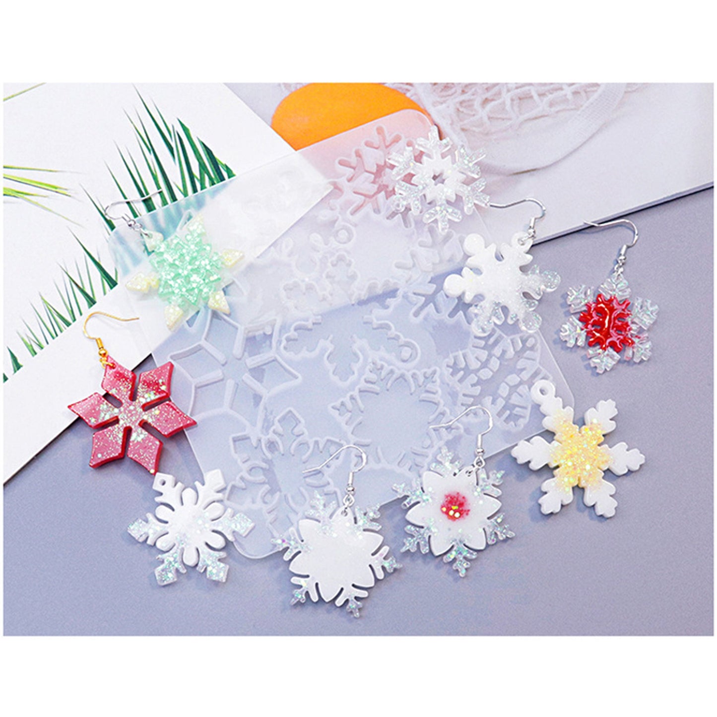 Christmas Snowflakes Pendant Silicone Mould, Christmas Earrings Mold, Christmas Earring Mold, Snowman Jewellery Polymer Clay Tool