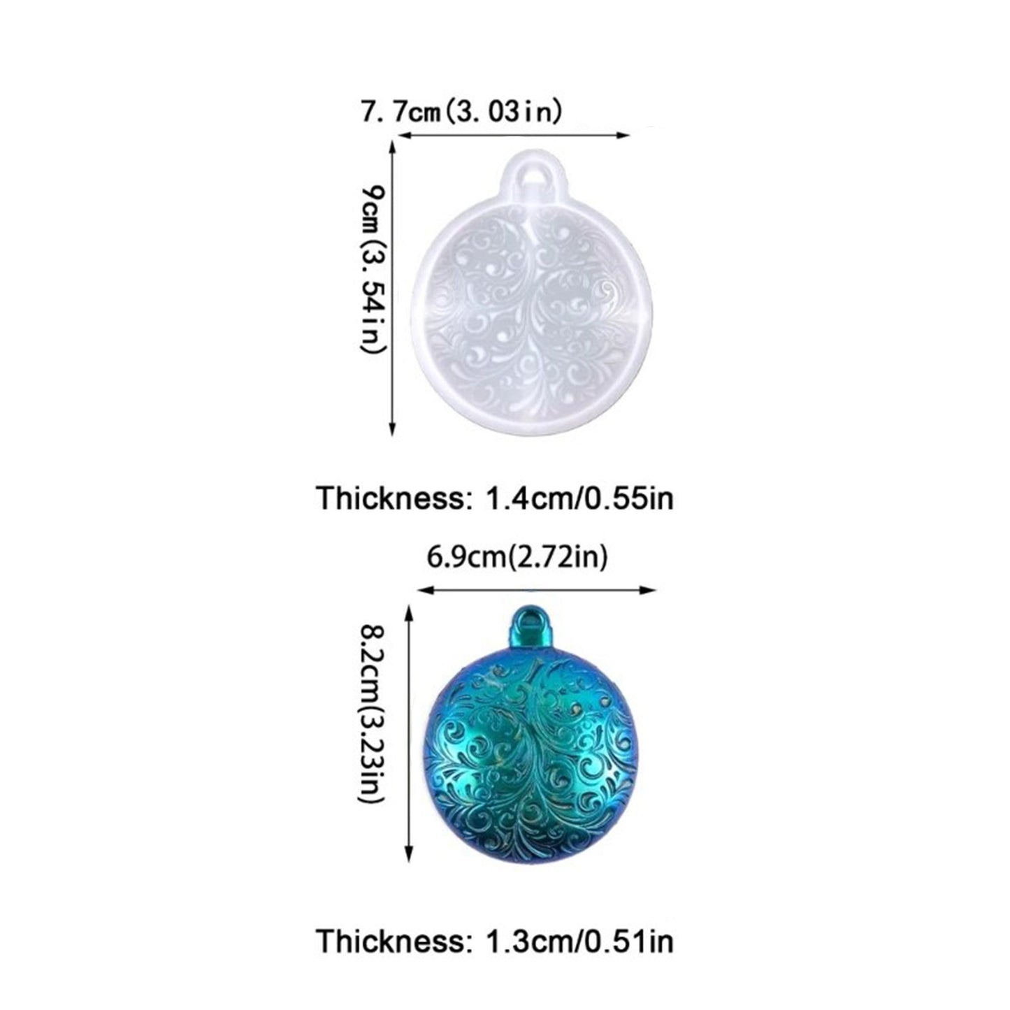 Christmas Bauble Silicone Mould, Christmas Tree Decoration Mold, Round Christmas Bauble Ball Mold, Resin Supplies