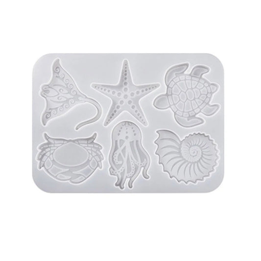 Ocean Keyring Silicone Mould, Water Animals Keychain Epoxy Resin Pendant Mold, Starfish Jewellery, Stingray UV Resin Molds