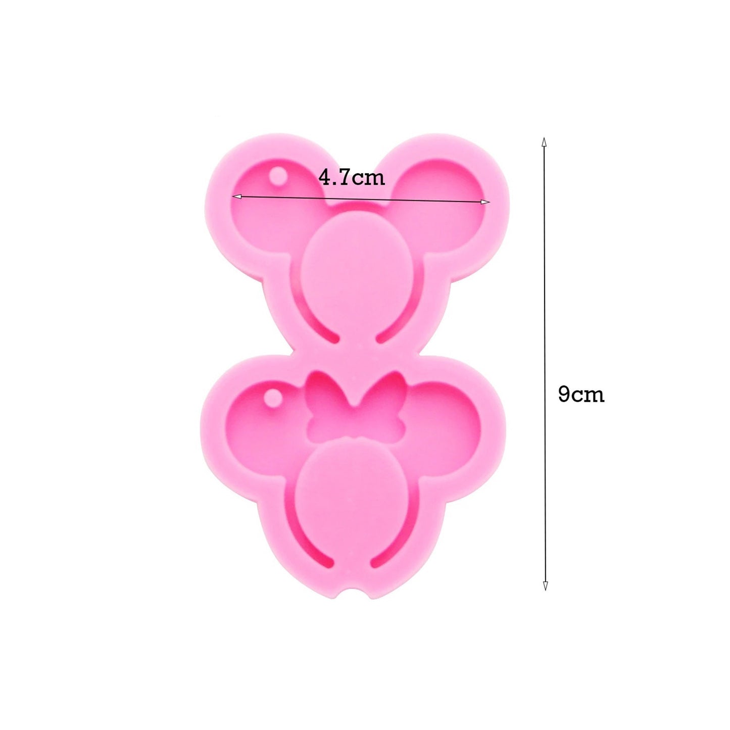 Keychain Silicone Mould for Resin, Mouse Cartoon Bow Keyring Silicone Mold, Epoxy Resin Pendant Mold, Polymer Clay Mold, Resin Supply