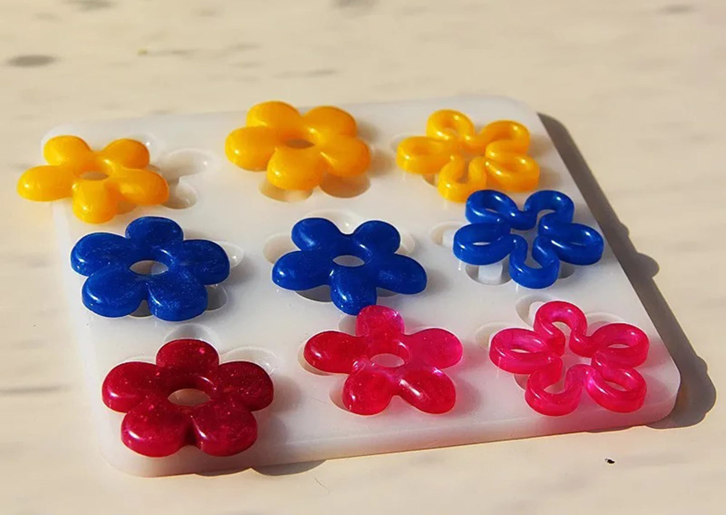 Flower Earrings Mould, Geometric Statement Earring Silicone Mold, Pendant Epoxy Resin Mould, Jewellery Polymer Clay Tool, UV Resin Mold