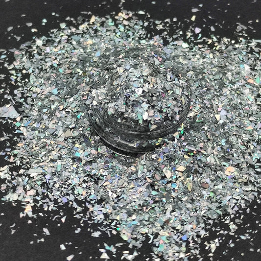 Holographic Silver Glitter Flakes, Holographic Cellophane Glitter Flakes, Glitter Shards, Resin Supplies, Craft Supplies, Nail Art Glitter