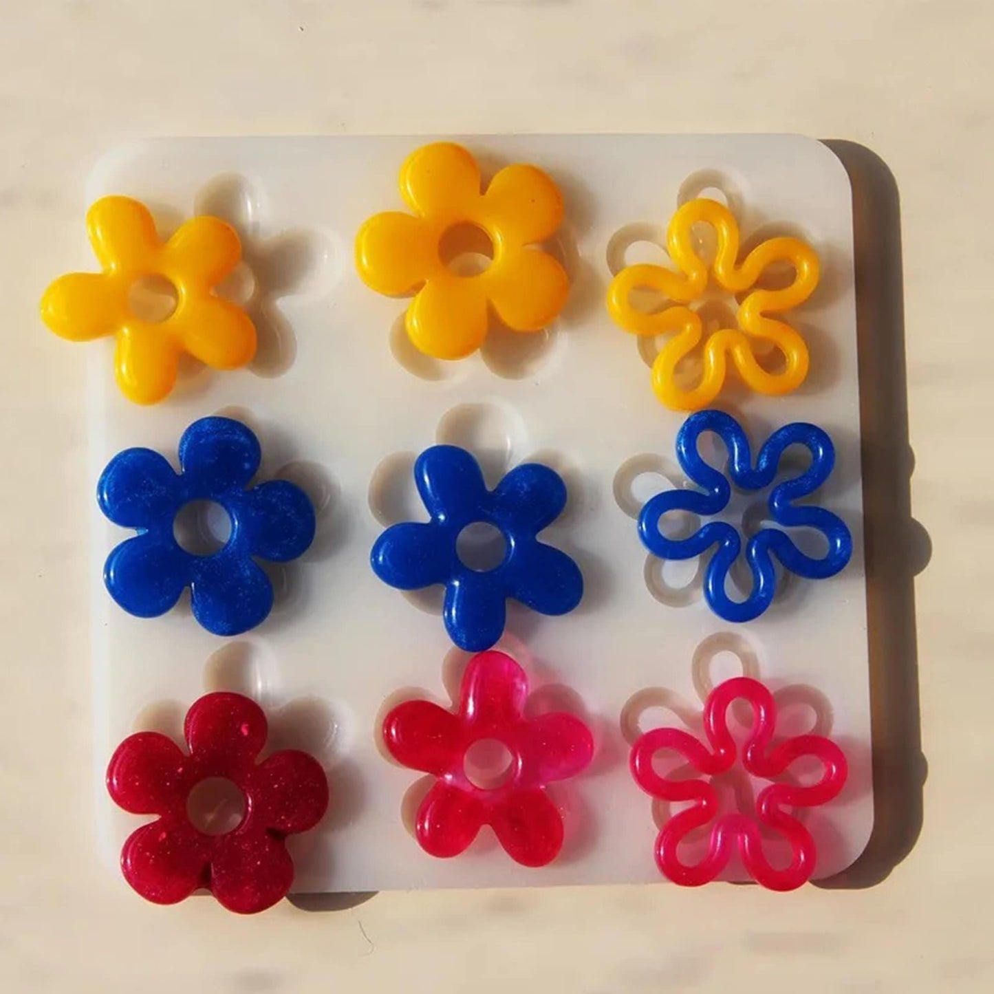 Flower Earrings Mould, Geometric Statement Earring Silicone Mold, Pendant Epoxy Resin Mould, Jewellery Polymer Clay Tool, UV Resin Mold