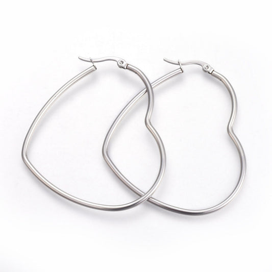 Stainless Steel Heart Hoops, Large Hoop Findings for DIY Jewellery Designs, Oversized Stainless Steel Beading Hoops, Stainless Steel Earring