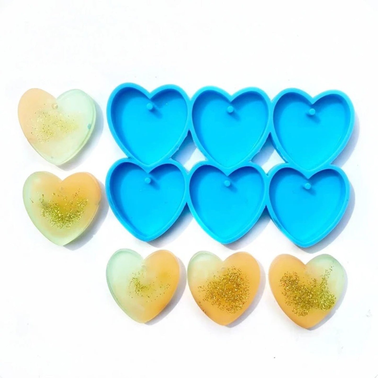 Heart Earrings Silicone Mold, Epoxy Resin Pendant Mould, Heart Earring Mould, Blue Earring Mould, Heart Jewellery Mold, DIY Epoxy Mold