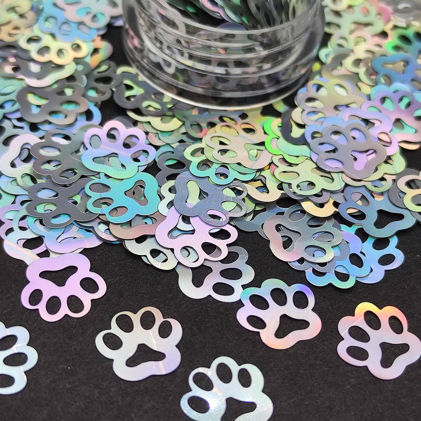 Paw Prints Glitter, Silver Holographic Paw Print Shapes Glitter, Paw Print Nail Art Glitter, Paillettes Glitter, Resin Supplies