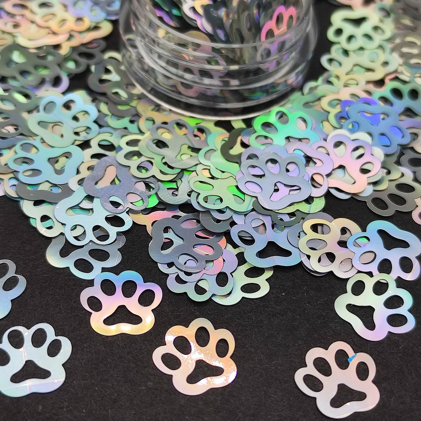 Paw Prints Glitter, Silver Holographic Paw Print Shapes Glitter, Paw Print Nail Art Glitter, Paillettes Glitter, Resin Supplies