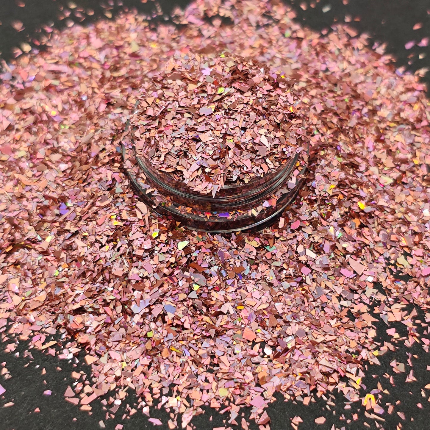 Dusky Pink Holographic Glitter Flakes, Holographic Cellophane Glitter Flakes, Hazy Pink Glitter Shards, Craft Supplies, Nail Art Glitter