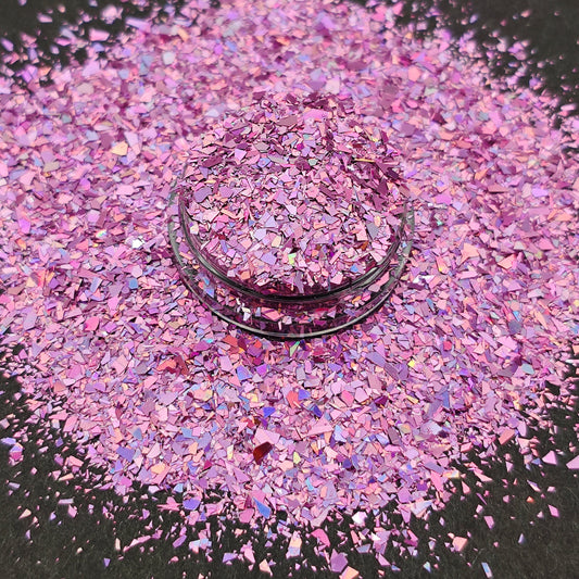 Holographic Pink Glitter Flakes, Holographic Cellophane Glitter Flakes, Pink Glitter Shards, Craft Supply, Nail Art Glitter, Resin Supplies