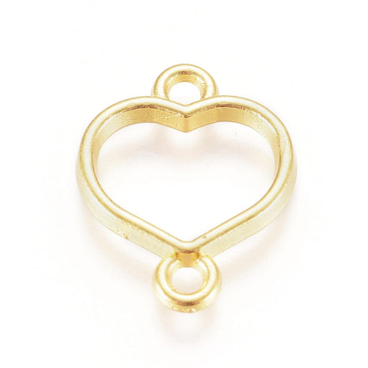 Heart Open Back Bezel Jewellery Link Connector, Heart Open Back Link Connector for UV resin, Heart Link Charms, Flower Necklace Pendants