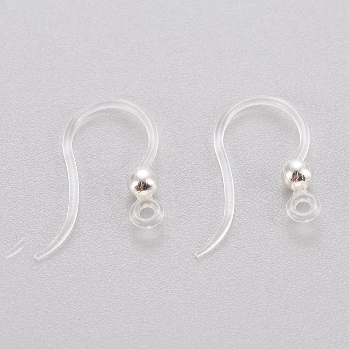 Hypoallergenic Earring Hook, Eco-Friendly Plastic Earring Hooks, with 304 Stainless Steel Bead - 10pcs or 20pcs