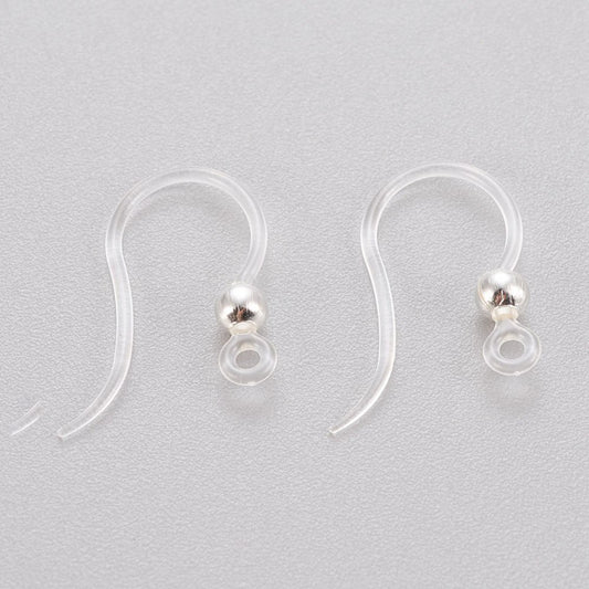 Hypoallergenic Earring Hook, Eco-Friendly Plastic Earring Hooks, with 304 Stainless Steel Bead - 10pcs or 20pcs