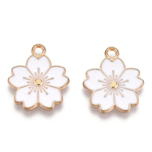 5/10pcs Sakura Flower Charm Jewellery Pendant, Cherry Blossom Enamel Charm for Jewelry Making DIY Jewelry Accessories