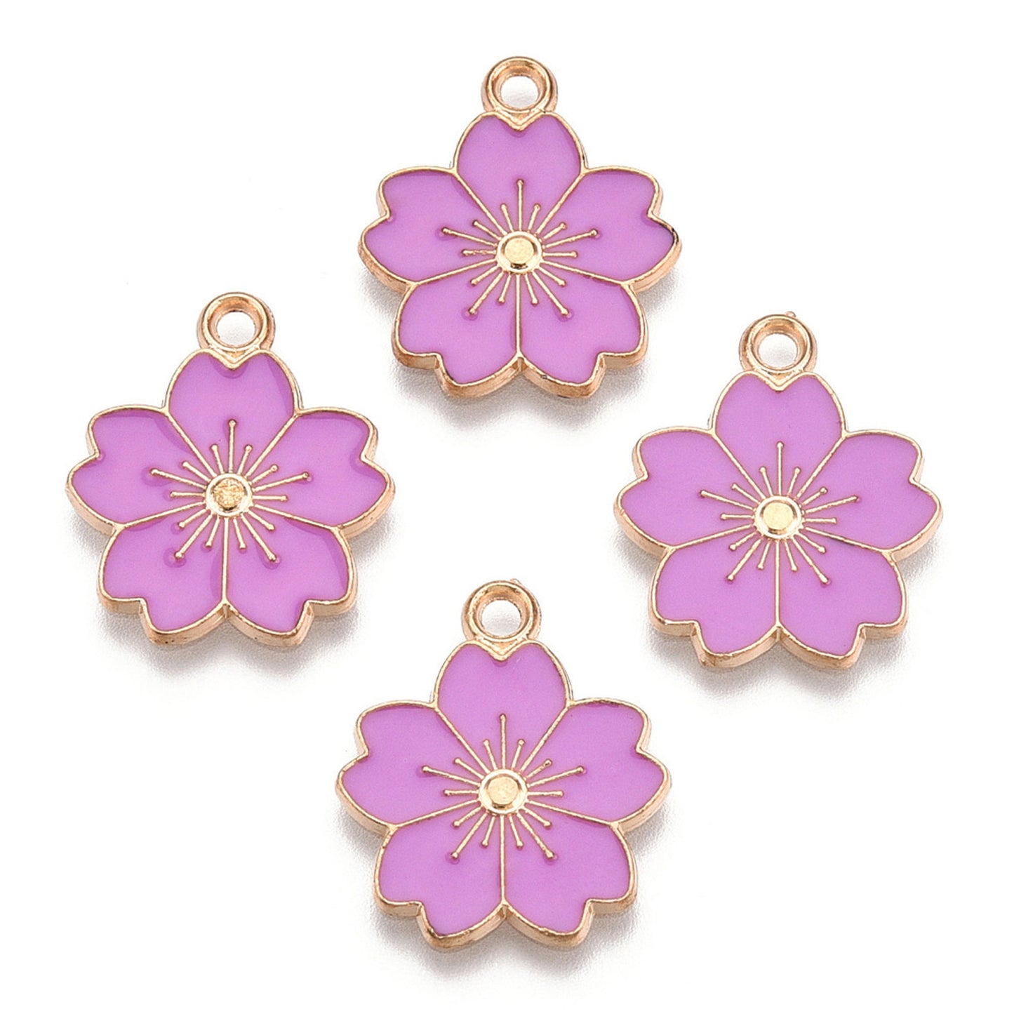 5/10pcs Sakura Flower Charm Jewellery Pendant, Cherry Blossom Enamel Charm for Jewelry Making DIY Jewelry Accessories