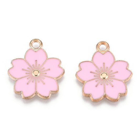 5/10pcs Sakura Flower Charm Jewellery Pendant, Cherry Blossom Enamel Charm for Jewelry Making DIY Jewelry Accessories