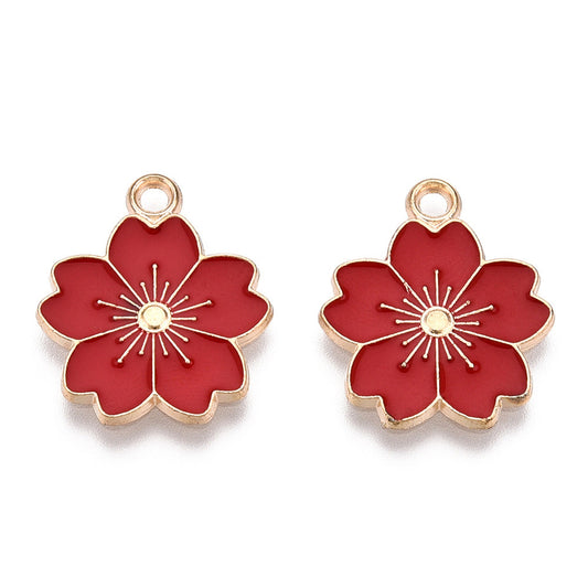 5/10pcs Sakura Flower Charm Jewellery Pendant, Cherry Blossom Enamel Charm for Jewelry Making DIY Jewelry Accessories