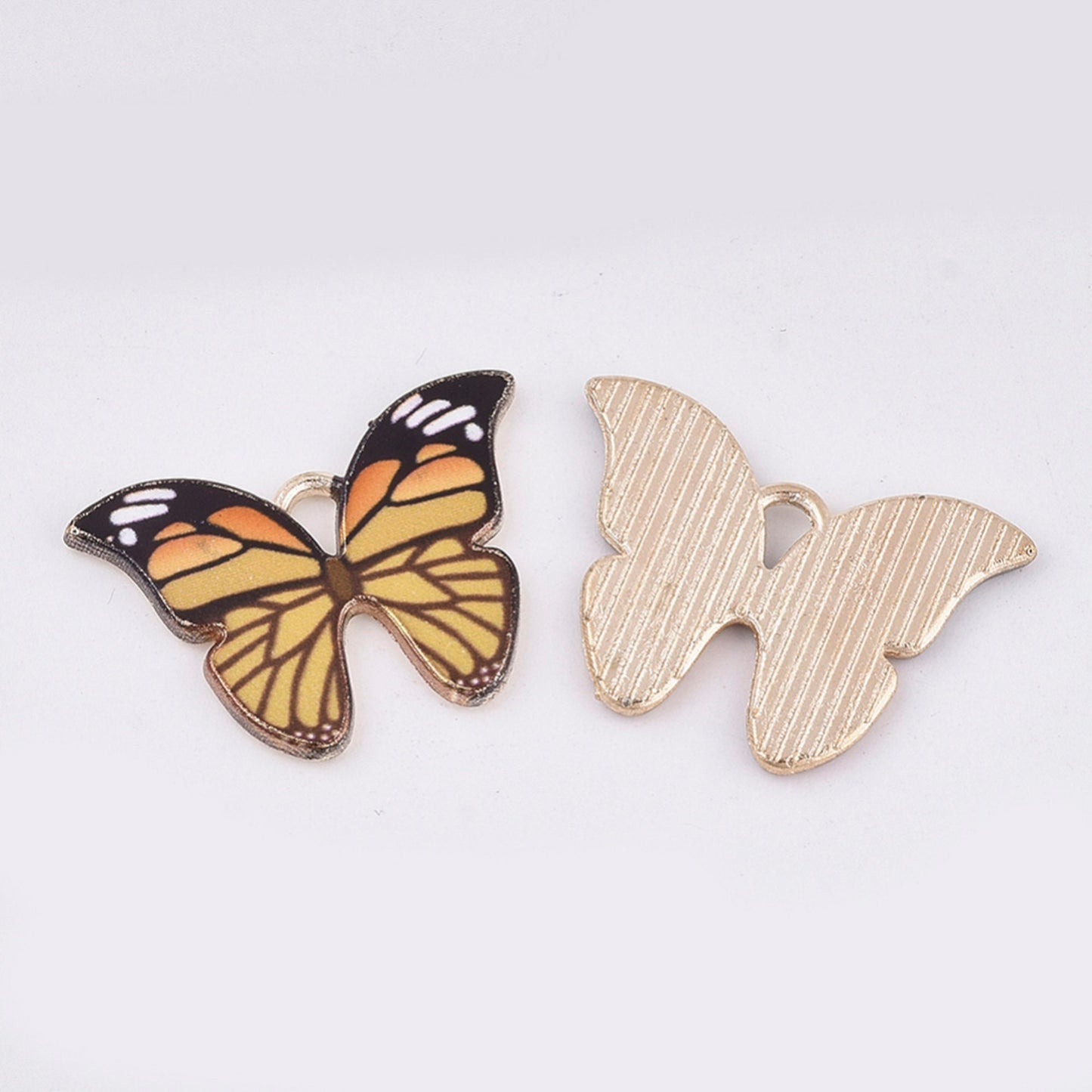 Butterfly Charm Jewellery Pendant, Yellow Butterfly Enamel Charm for Jewelry Making DIY Jewelry Accessories