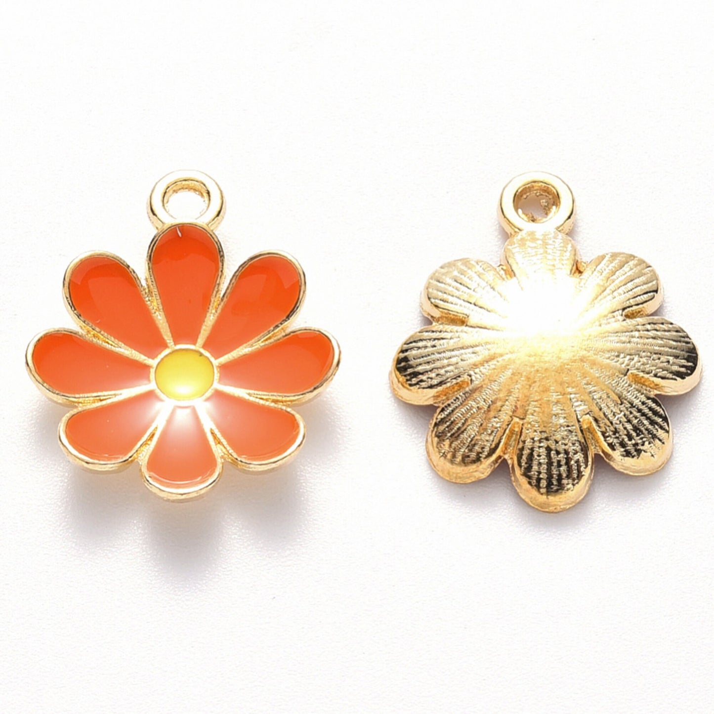 5/10pcs Daisy Flower Charm Jewellery Pendant, Orange Daisy Enamel Charm for Jewelry Making DIY Jewelry Accessories