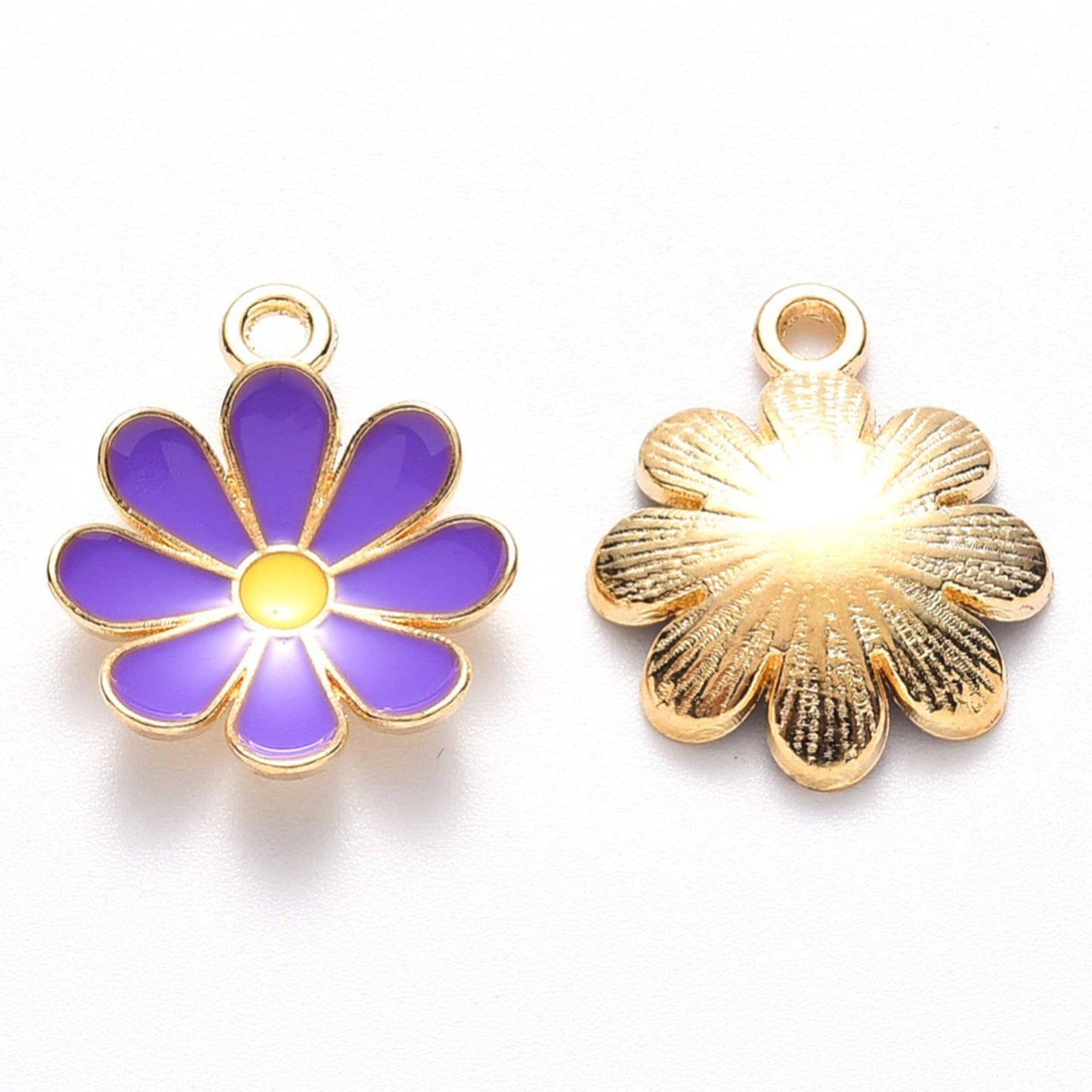 5/10pcs Daisy Flower Charm Jewellery Pendant, Purple Daisy Enamel Charm for Jewelry Making DIY Jewelry Accessories