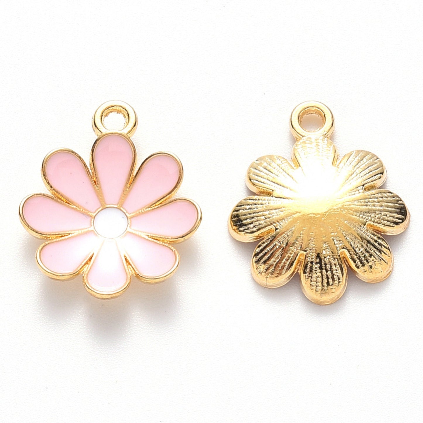 5/10pcs Daisy Flower Charm Jewellery Pendant, Pink Daisy Enamel Charm for Jewelry Making DIY Jewelry Accessories