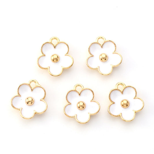 5/10pcs Daisy Flower Small Enamel Charms Jewellery Pendant, Small White Forget Me Not Enamel Charm, Jewelry Making DIY Jewelry Accessories