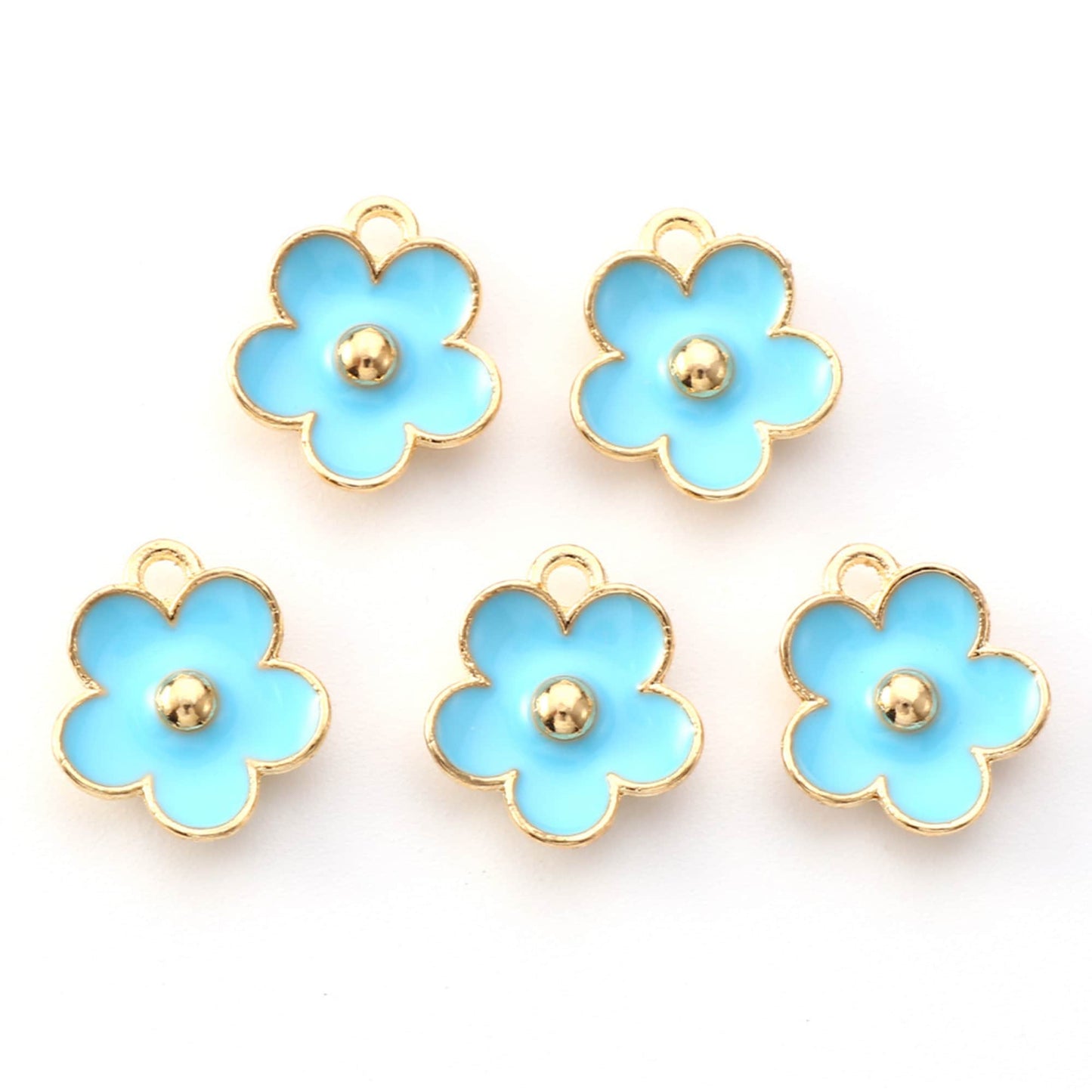 5/10pcs Daisy Flower Small Enamel Charms Jewellery Pendant, Small Blue Forget Me Not Enamel Charm, Jewelry Making DIY Jewelry Accessories