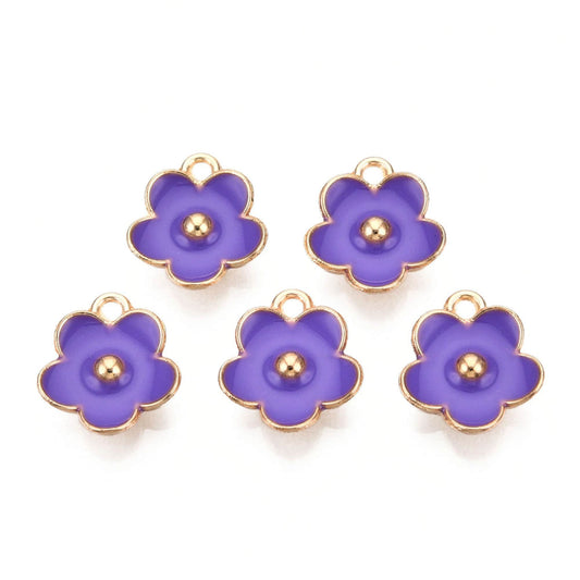 5/10pcs Daisy Flower Small Enamel Charms Jewellery Pendant, Small Purple Forget Me Not Enamel Charm, Jewelry Making DIY Jewelry Accessories