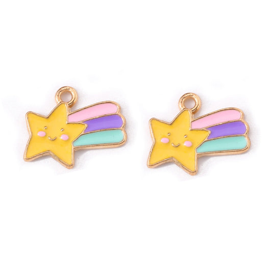 5/10pcs Shooting Star Charm Jewellery Pendant, Kawaii Shooting Star Enamel Charms for Jewelry Making DIY Jewelry Accessories