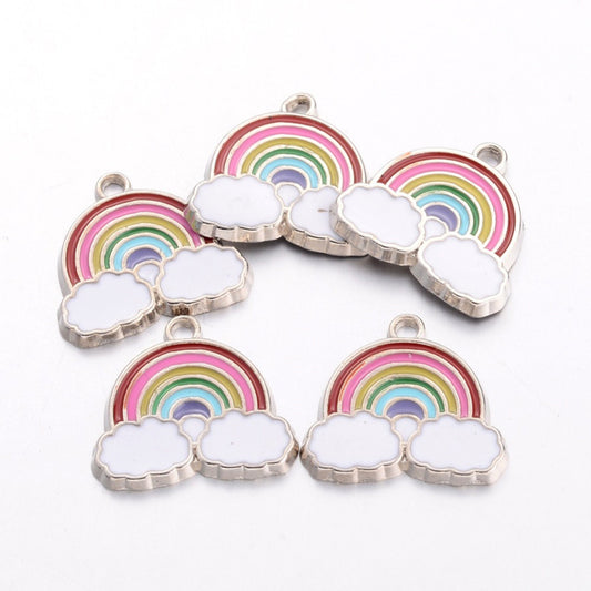 5/10pcs Rainbow Enamel Charms Jewellery Pendant, Kawaii Rainbow Enamel Charm for Jewelry Making DIY Jewelry Accessories