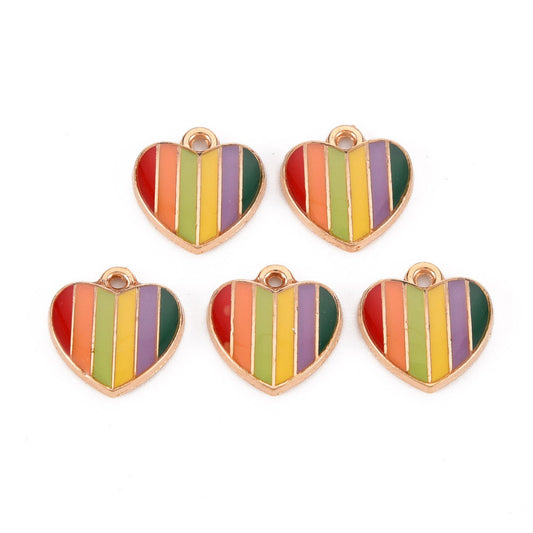 5/10pcs Heart Charm Jewellery Pendant, Rainbow Heart Charms for Jewelry Making DIY Jewelry Accessories