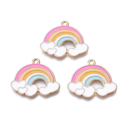 2/5/10pcs Rainbow Enamel Charms Jewellery Pendant, Kawaii Pastel Rainbow Enamel Charm for Jewelry Making DIY Jewelry Accessories