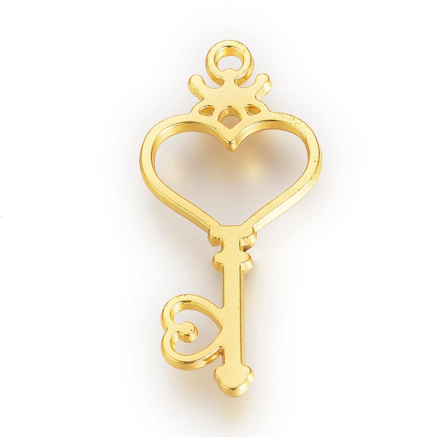 Key Open Back Bezel Jewellery Pendant, Heart Skeleton Key Open Back Bezels for UV resin, Golden Key Earring Charms Necklace Pendants