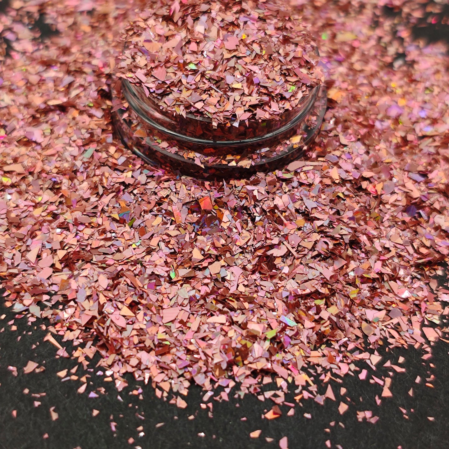 Dusky Pink Holographic Glitter Flakes, Holographic Cellophane Glitter Flakes, Hazy Pink Glitter Shards, Craft Supplies, Nail Art Glitter