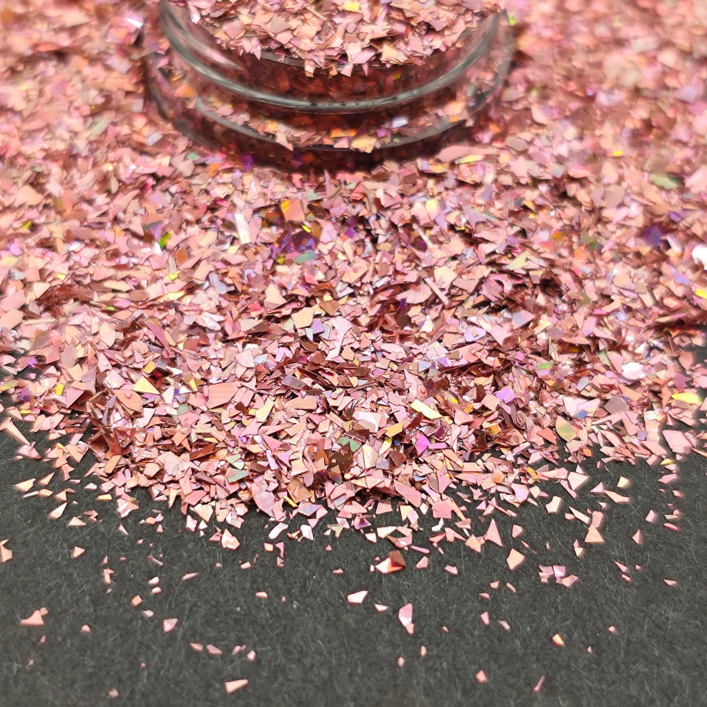 Dusky Pink Holographic Glitter Flakes, Holographic Cellophane Glitter Flakes, Hazy Pink Glitter Shards, Craft Supplies, Nail Art Glitter